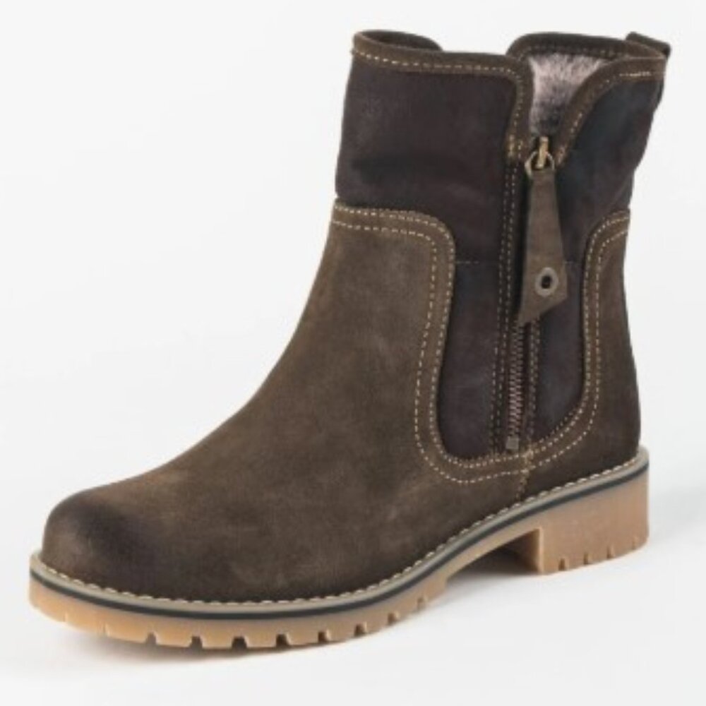 EUC Eric Michael Brown Faux Fur Waterproof Suede Leather  Denver Ankle Boot